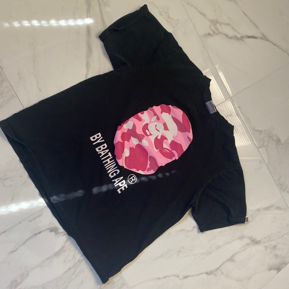 Bape Kids Tee with Pink Camo Graphic
